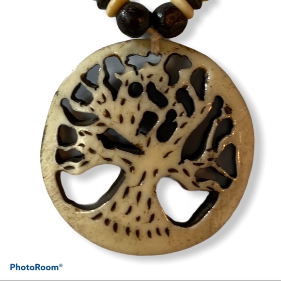 Gypsy Rose Earth First Carved Tree Boho Necklace - Picture 5 of 9